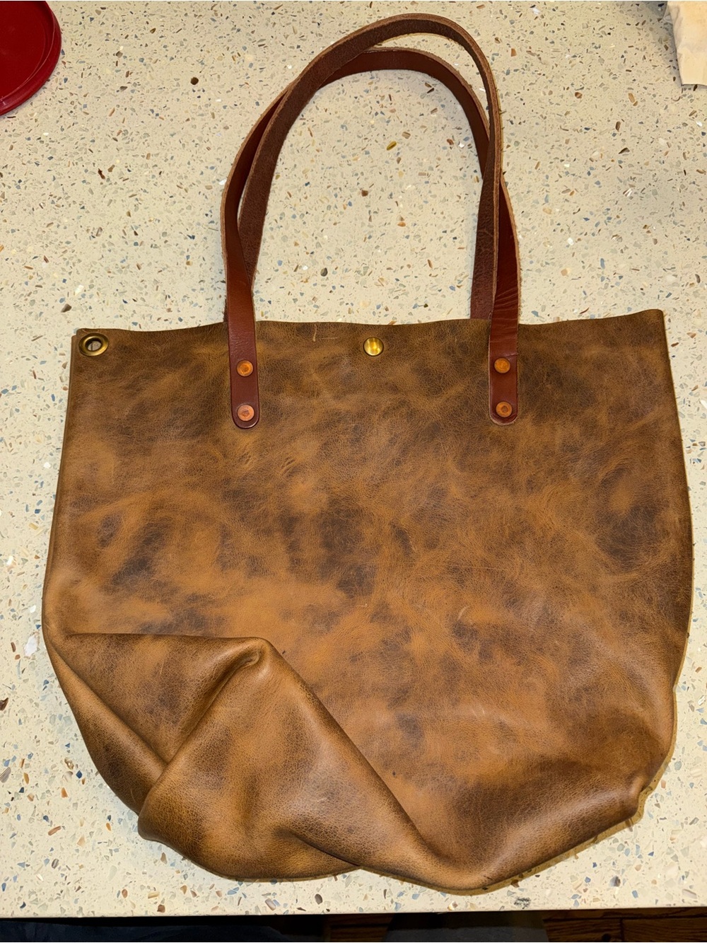 Crazy Horse Tote with Contrast Straps